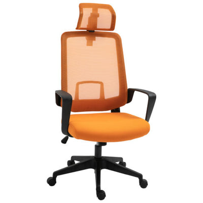 Mesh Office Chair High Back Swivel Task Chair w/ Rotate Headrest, Orange