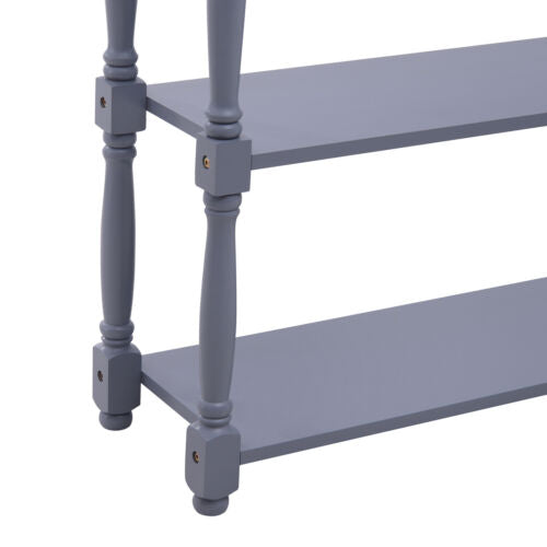 Wood Console Table 2-Tier Accent Table Hallway Grey