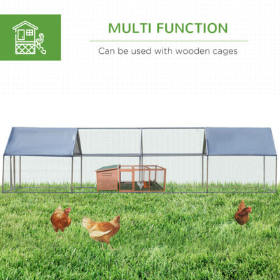 Large Metal Chicken Kennel 4 Room Cage with Lockable Door for Backyard Use