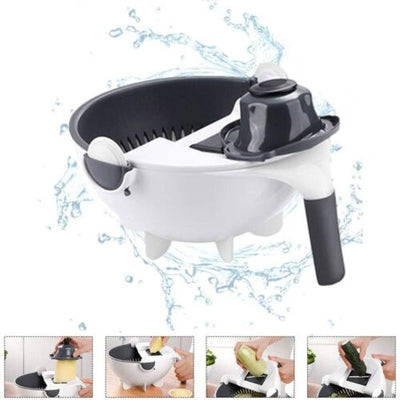 9 in 1 Multi-functional Durable Vegetable Fruit Cutter Slicer Drain Basket CA