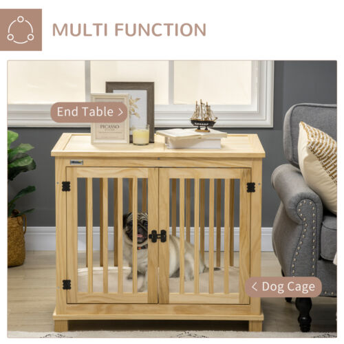 Dog Crate End Table, Wooden Puppy Crate Indoor Use for Small Medium Dogs