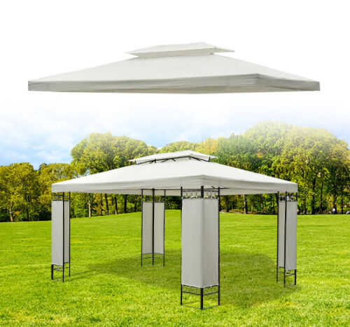 13&apos; x 10&apos; 2 Tier Gazebo Canopy Top Cover Replacement Garden Patio Cream White