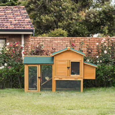 Wooden Outdoor Hen House Large Chicken Coop w/ Removable Tray, Nesting Box, Ramp 196393165829