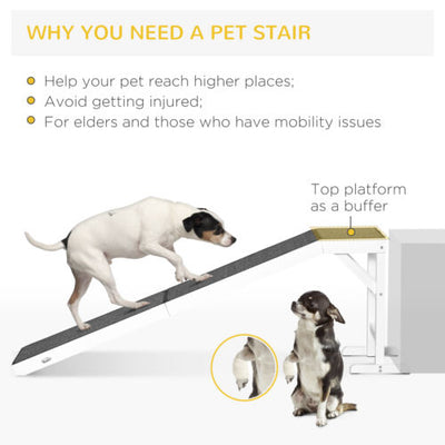 Pet Bed Ramp w/ Non-Slip Carpet &amp; Top Platform Older Dogs, 77lb. Weight Limit 196393070895