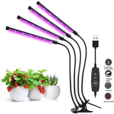 LED Plant Grow Light Gooseneck Dual Head Lamp Hydroponics Greenhouse Dimmable CA