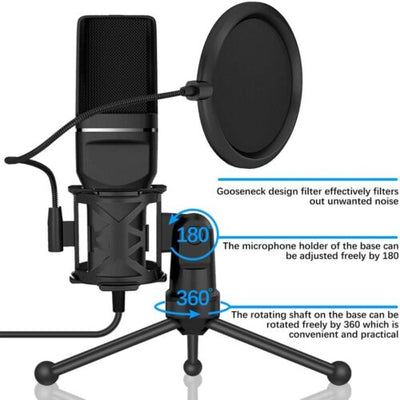 USB Condenser Microphone Voice Recording for PS4, PC, Gaming, Streaming, Laptop