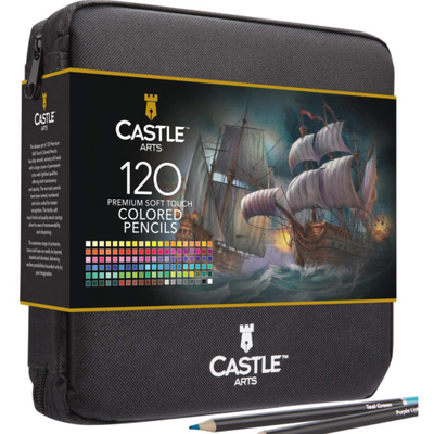 Castle Art Supplies 120 Colored Pencils Zip Up Set for all artists