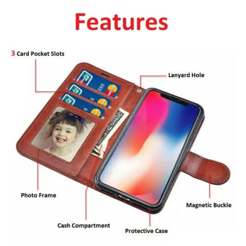 For iPhone 12 XR XS 11 Pro Max Case - Leather Flip Wallet Stand Card Slot Cover