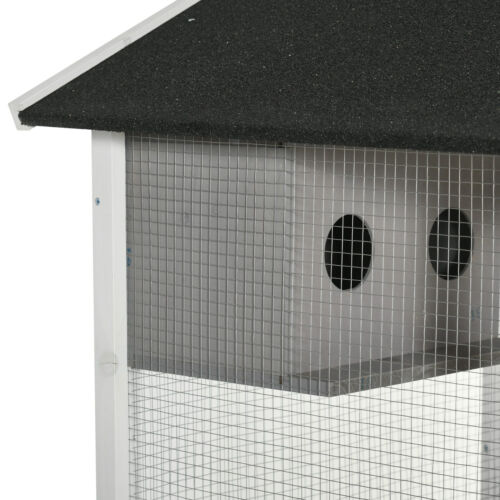 64.5&quot; Wooden Outdoor Bird Flight Aviary Cage Play House Finch Parrot Canary Grey 196393161333