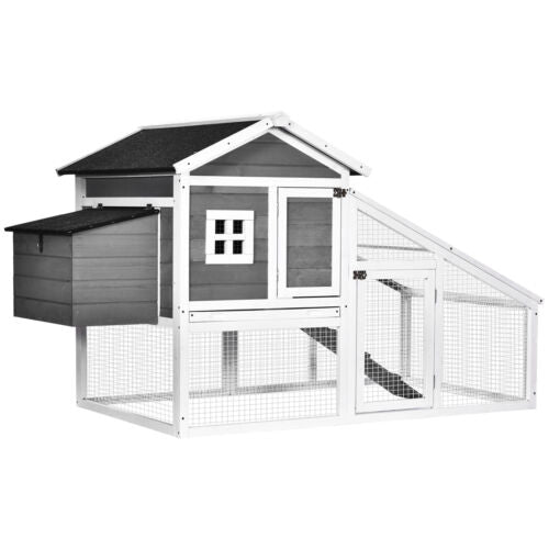 Deluxe Chicken Coop, Small Pet Habitat w/ Outdoor Run, Removable Cleaning Tray 196393066768