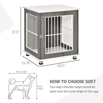 Wooden Dog Crate with Surface, Stylish Pet Kennel, Magnetic Doors, Grey 196393066553