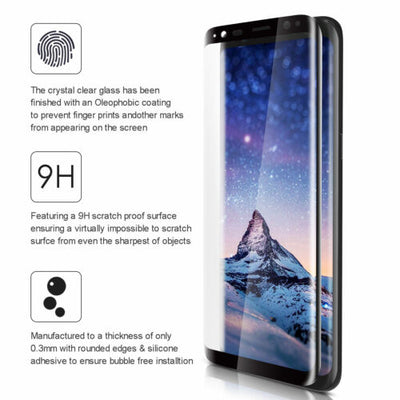 3D Curved Tempered Glass Screen Protector for Samsung Galaxy S9 S8 Plus S7 Edge
