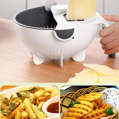 9 in 1 Multi-functional Durable Vegetable Fruit Cutter Slicer Drain Basket CA