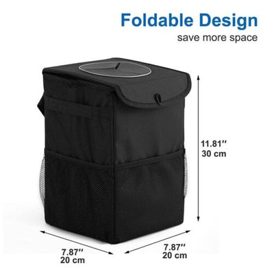 Trash Can Garbage Portable Car Bin Bag Organizer for Vehicles Waterproof Black