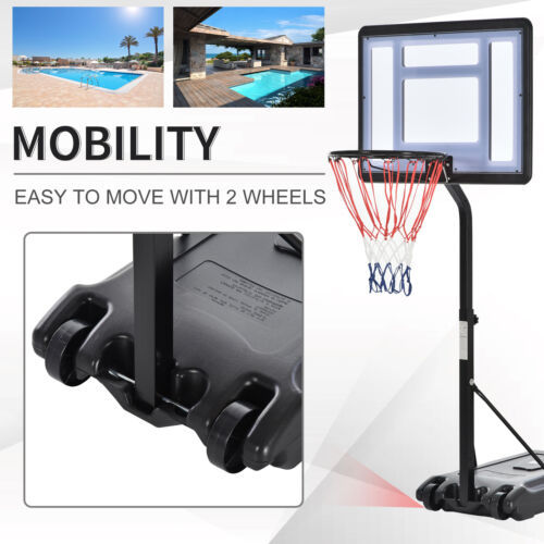 3.6/4.3ft Adjustable Basketball Hoop Backboard  w/ Wheels