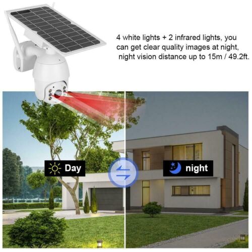 Wi-Fi Security IP Camera Solar Surveillance Night Vision Outdoor Waterproof CA