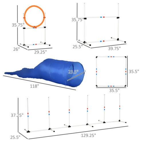 Outdoor Dog Pet Agility Training Equipment Backyard Starter Course Set 842525134996