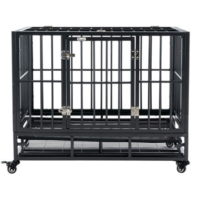 36&quot; Steel Indoor Dog Crate Pet Kennel w/Wheels &amp; Locks, Medium/Small Dogs, Grey 196393159125