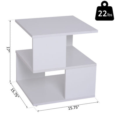 Modern Square 2 Tier Coffee Side Table Storage Shelf Rack Living Room White