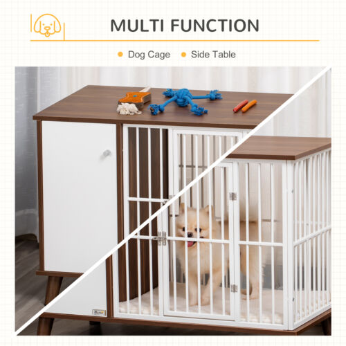 Wooden Dog Crate with Surface, Stylish Pet Kennel, Magnetic Doors, Brown 196393066522