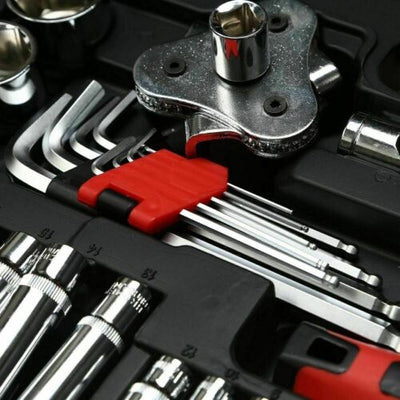 121PCS 1/4” &amp; 3/8” &amp; 1/2”  Socket Ratchet Spanner Wrench Set Repair Tool Kit