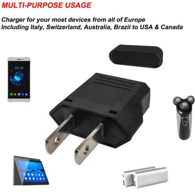 Type C EU to US & Canada Travel Adapter Plug Universal Power Converter (5 Pack)