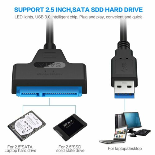 USB 3.0 to SATA 2.5" SSD Adapter Cable Data Converter Hard Drive to USB