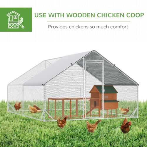 10&apos; x 13&apos; 6.5&apos; Chicken Coop Cage, Outdoor Hen House w/Cover &amp; Lockable Door 196393165850