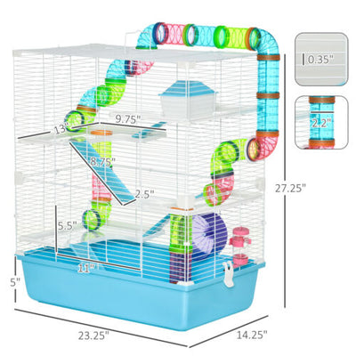 Extra Large Hamster Cage with Wheel, Portable Handles, Tubes and Tunnels System