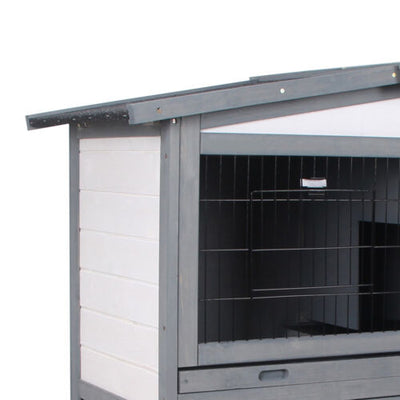 Wood Small Animal Outside Pet Housing Unit with Optional Open Roof and Doors