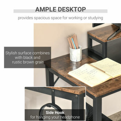 HOMCOM Computer Desk Home Office Writing Desk w/ Steel Leg and Adjustable Feet