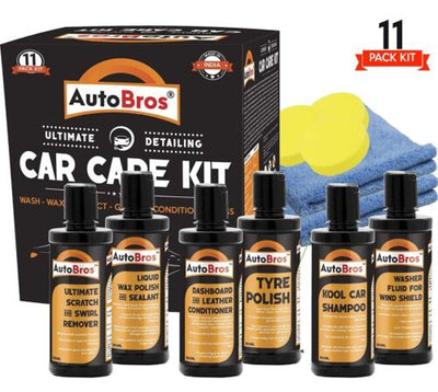 Auto Bros Car Wash Shampoo Wax Care Surface Detailing 11 Pcs Multi-Use Kit CA