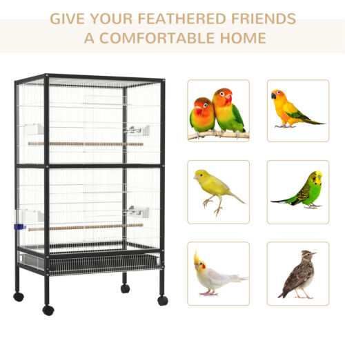 Large Bird Parrot Cage Play Top Finch Macaw Cockatoo House Pet Supply w/ Wheels