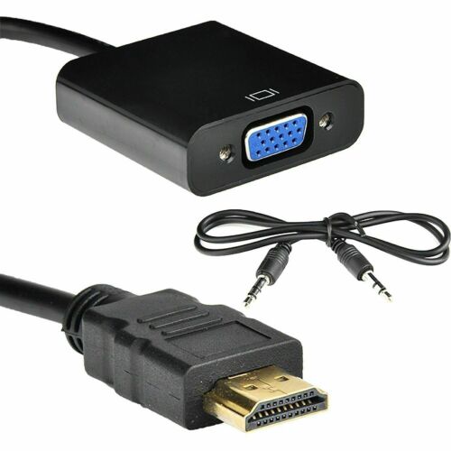 HDMI To VGA Cable Adapter Converter 1080P Video Cable + Audio For Computer