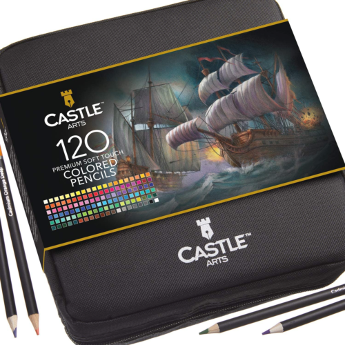 Castle Art Supplies 120 Colored Pencils Zip Up Set for all artists