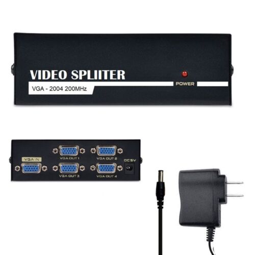 4 Port VGA Splitter Adapter Audio Video Converter 1080P Full HD For Laptop TV K