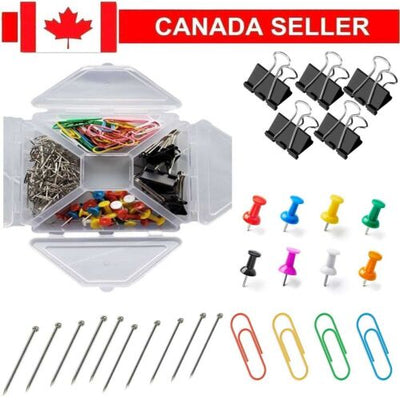 100x 4 in 1 clip box T Push Binder Clips set for School Office Supplies kit set