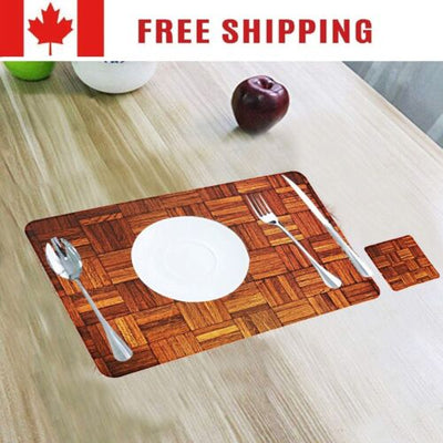 5Pcs Wooden Design PVC Dining Table Placemat For Refrigerator Drawer Place Mat