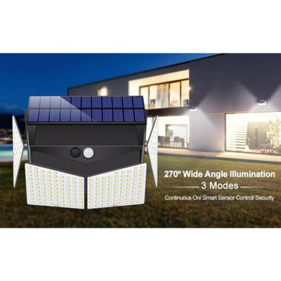 2Pc 208LED Solar Power Light PIR Motion Sensor Security Outdoor Garden Wall Lamp