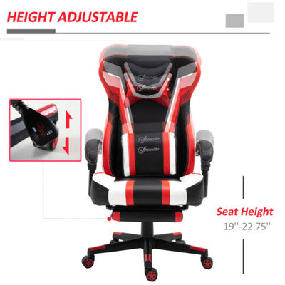 High Office Chair Back Racing Reclining w/ Pillow Lumbar Height Adjustable Red