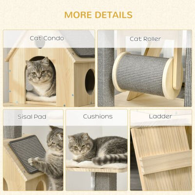 Modern Climbing Activity Cat Tower with Scratching Posts Cat Condo Spinning Toy