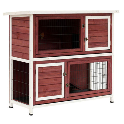 Pawhut 48&quot; 2 Story Elevated Wooden Rabbit Hutch Yard Bunny Cage w/ Tray &amp; Ramp