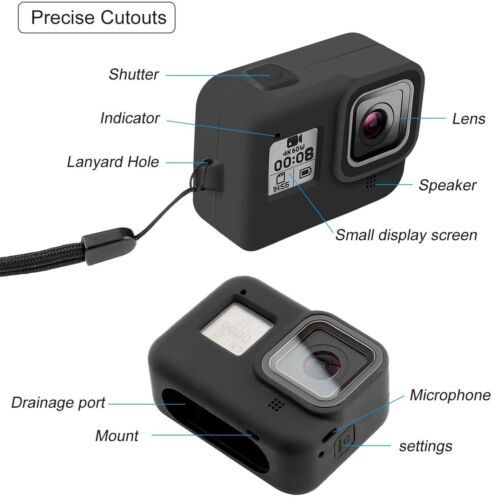 For GoPro Hero 8 Case - Silicone Rubber Sleeve Protective Housing Frame Cover