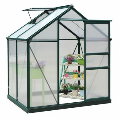 Outsunny 6.2&apos; x 4.3&apos; x 6.6&apos; Walk-In Green House Polycarbonate Greenhouse for