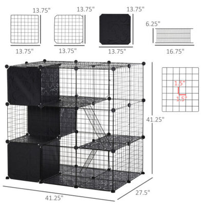 Indoor Cage for Small Animals w/ Storage 41.25&quot; L x 27.5&quot; W x 41.25&quot; H, Black 842525170994