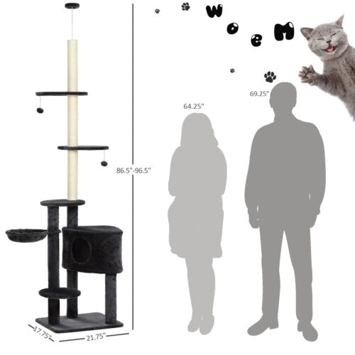 Cat Tree Stand House Hammock Pet Furniture Kitten Activity Tower Play 5-Tier 842525196185