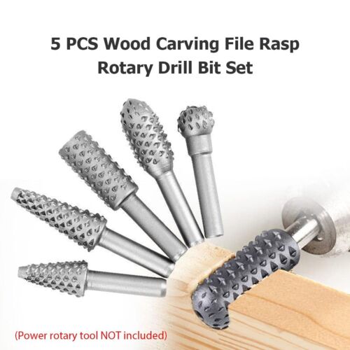 5Pcs Wood Working Cutter Drill Bits Rotary Bits Rasp For Wood Grinding Carving