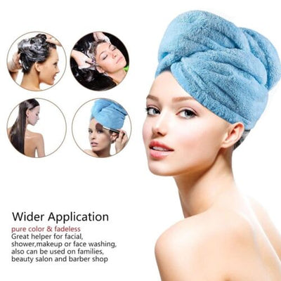 CA Quick Hair Drying Bath Towel Wrap Microfibre Cap For Use Daily