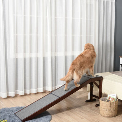 Pet Bed Ramp w/ Non-Slip Carpet &amp; Top Platform Older Dogs, 77lb. Weight Limit 842525175449