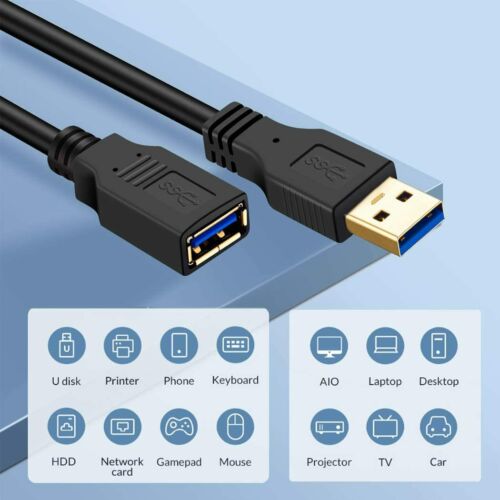 USB to USB Extension Cable 3.0 Male to Female Data Charger Extender Cord